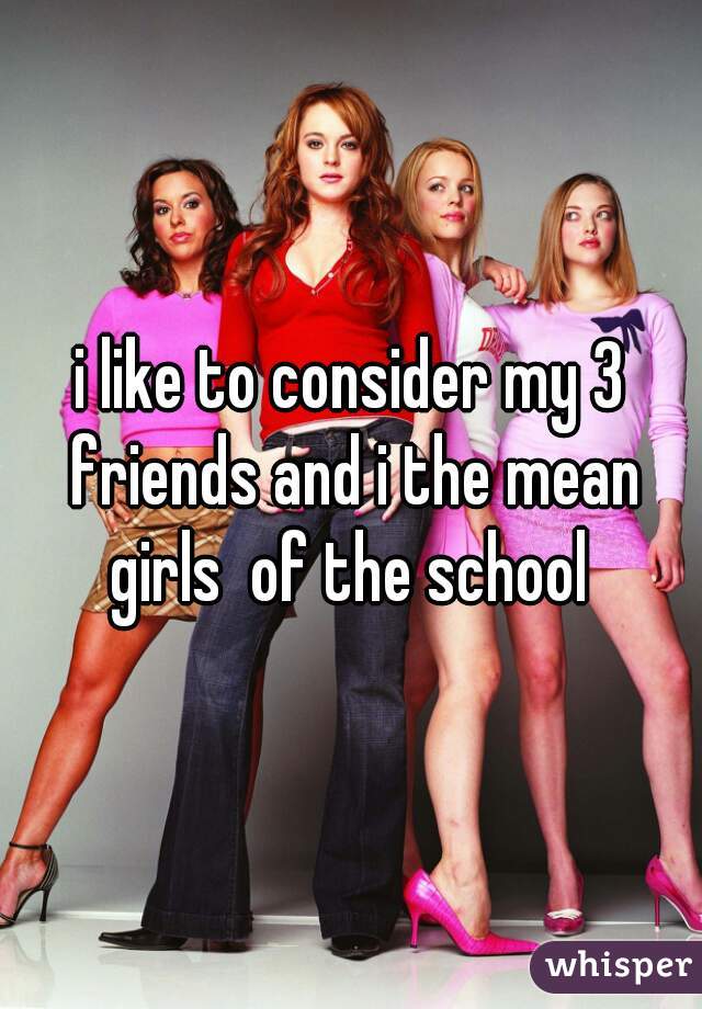 i like to consider my 3 friends and i the mean girls  of the school 