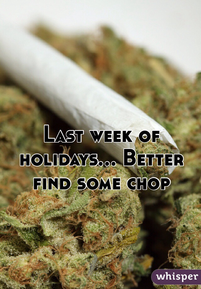 Last week of holidays... Better find some chop