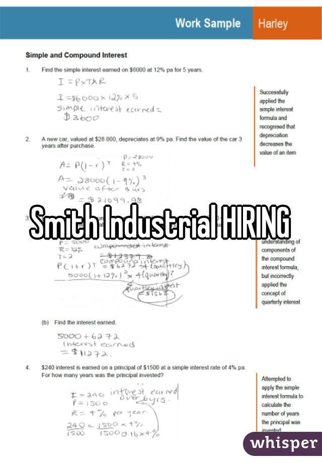 Smith Industrial HIRING
