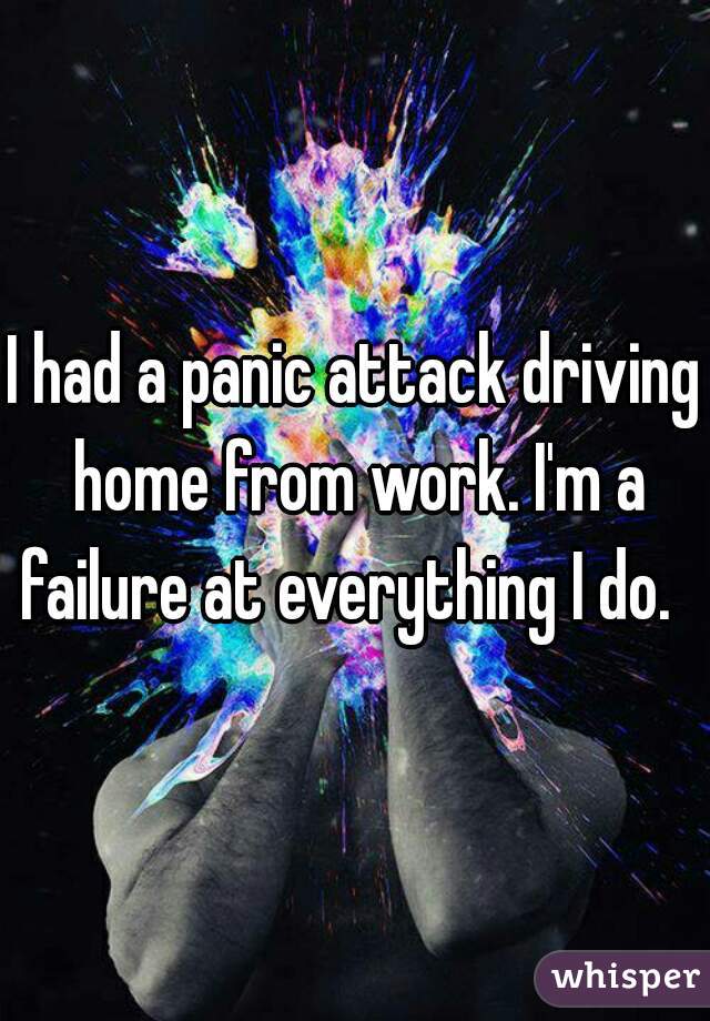 I had a panic attack driving home from work. I'm a failure at everything I do.  
