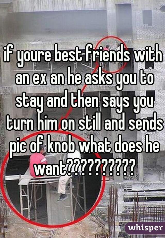 if youre best friends with an ex an he asks you to stay and then says you turn him on still and sends pic of knob what does he want??????????