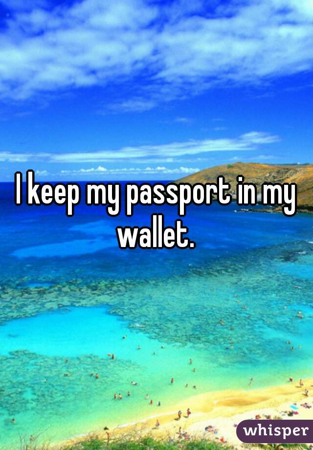 I keep my passport in my wallet. 