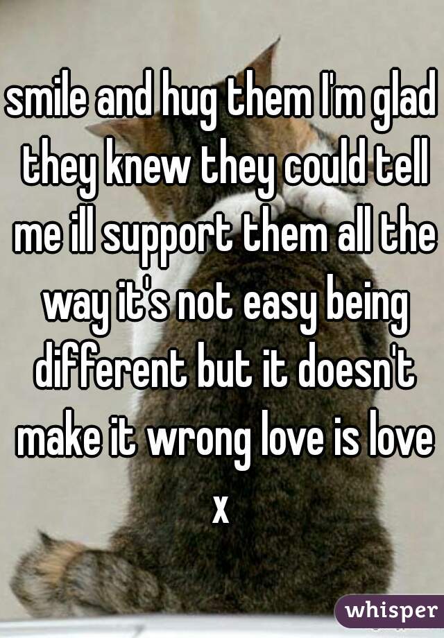 smile and hug them I'm glad they knew they could tell me ill support them all the way it's not easy being different but it doesn't make it wrong love is love x 