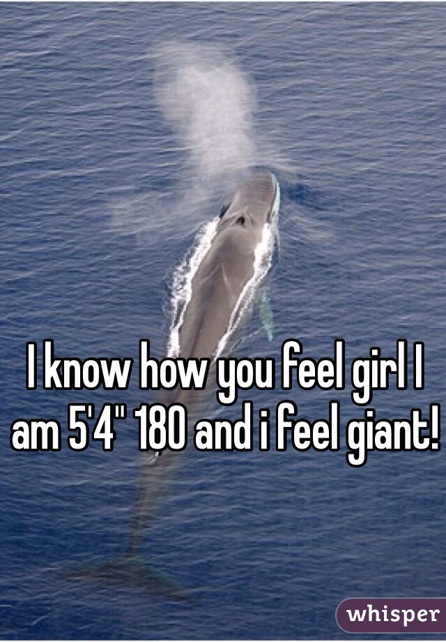 I know how you feel girl I am 5'4" 180 and i feel giant!