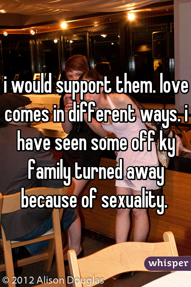 i would support them. love comes in different ways. i have seen some off ky family turned away because of sexuality. 