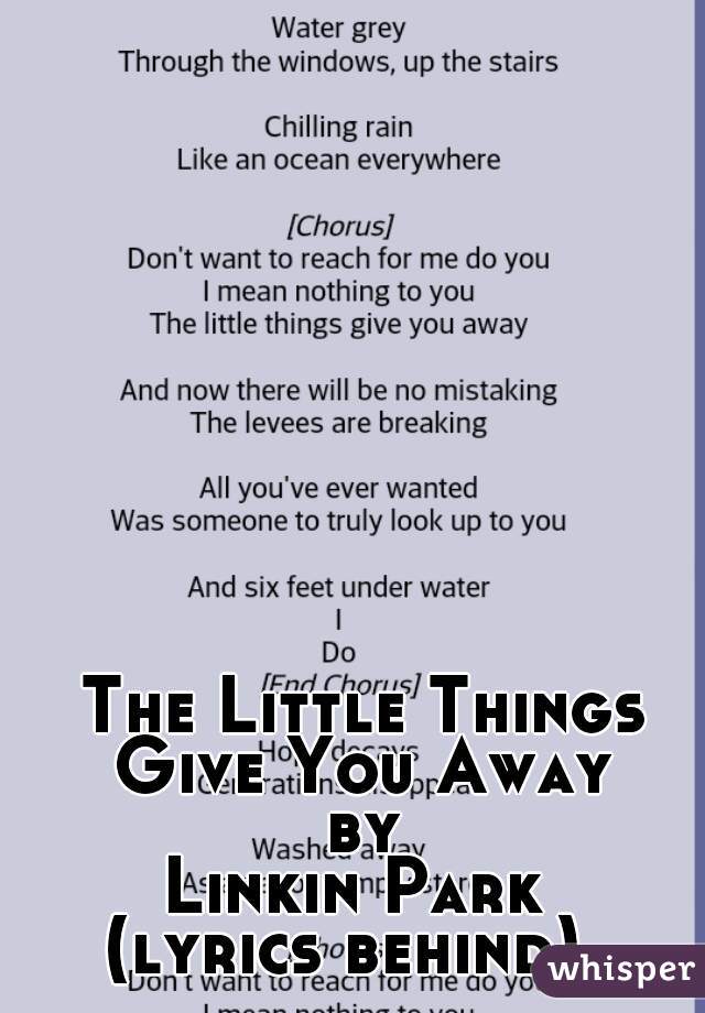  The Little Things Give You Away
 by
 Linkin Park 
(lyrics behind) 