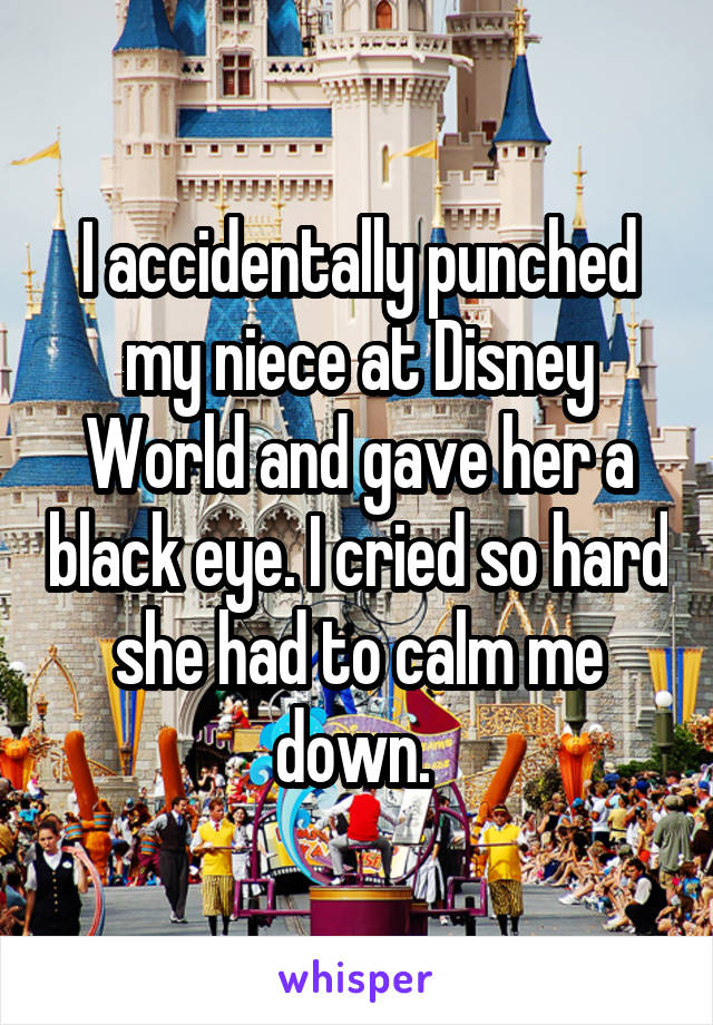 I accidentally punched my niece at Disney World and gave her a black eye. I cried so hard she had to calm me down. 