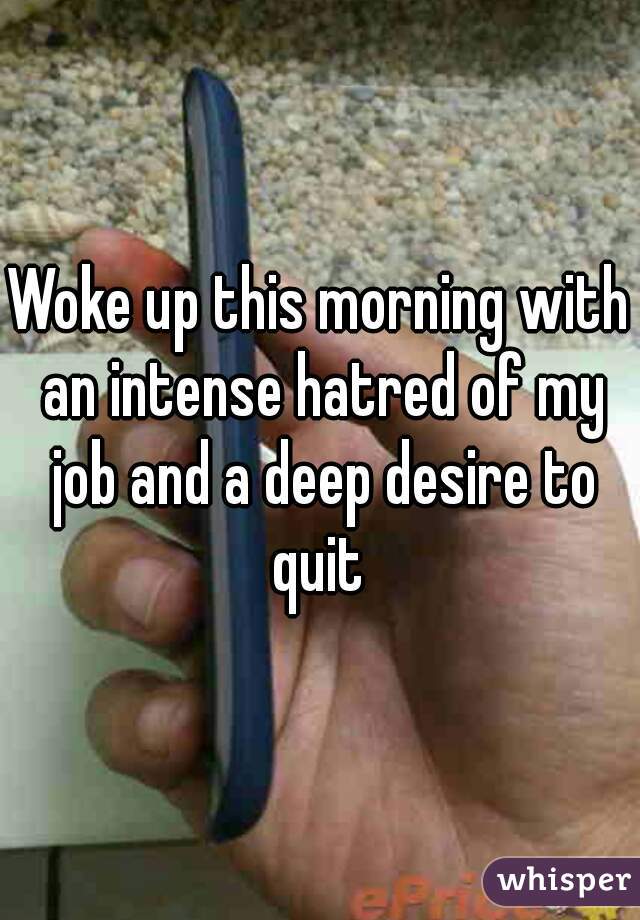 Woke up this morning with an intense hatred of my job and a deep desire to quit 