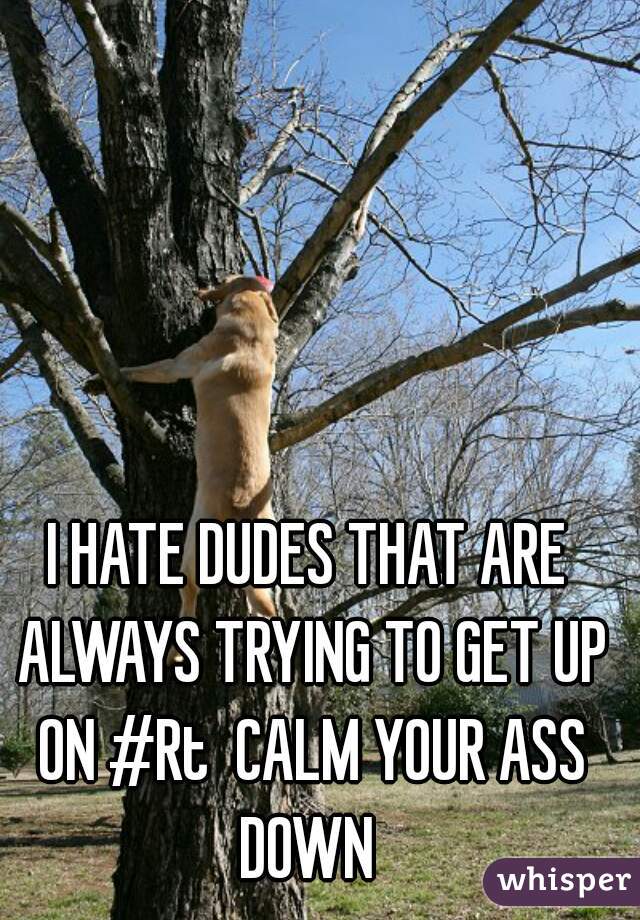 I HATE DUDES THAT ARE ALWAYS TRYING TO GET UP ON #Rt  CALM YOUR ASS DOWN 