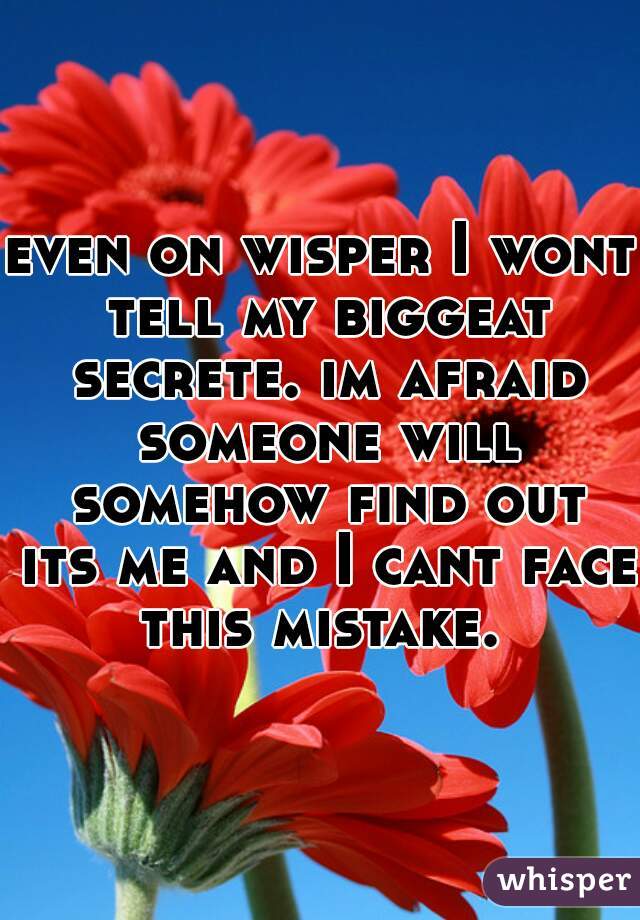 even on wisper I wont tell my biggeat secrete. im afraid someone will somehow find out its me and I cant face this mistake. 