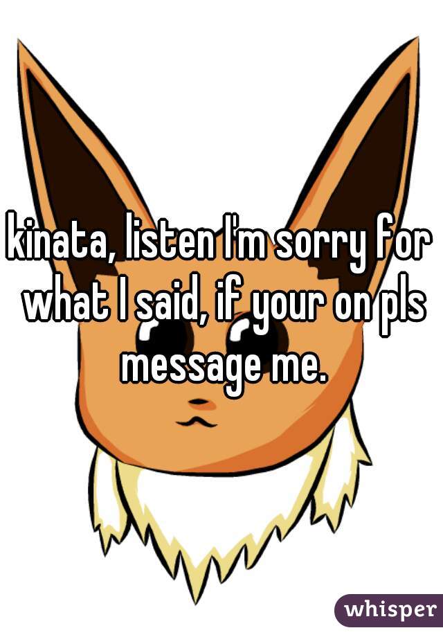 kinata, listen I'm sorry for what I said, if your on pls message me.
