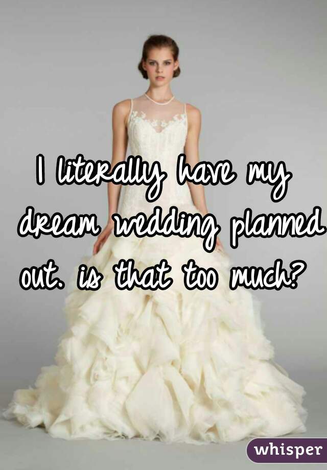 I literally have my dream wedding planned out. is that too much? 