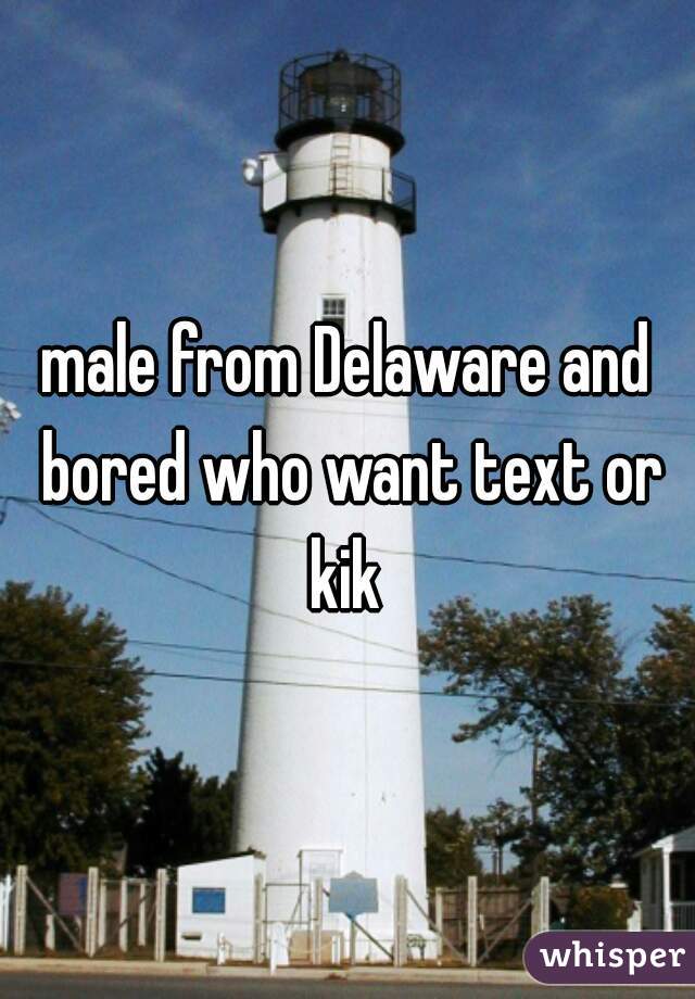 male from Delaware and bored who want text or
 kik 