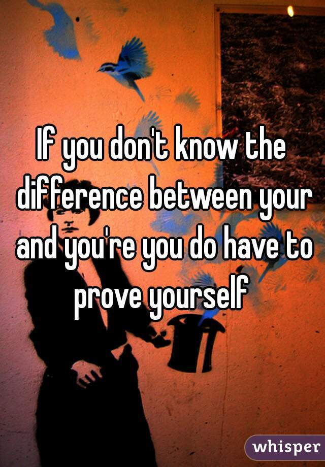 If you don't know the difference between your and you're you do have to prove yourself 