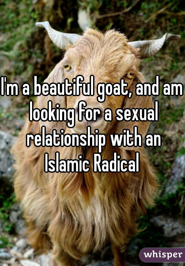 I'm a beautiful goat, and am looking for a sexual relationship with an Islamic Radical 