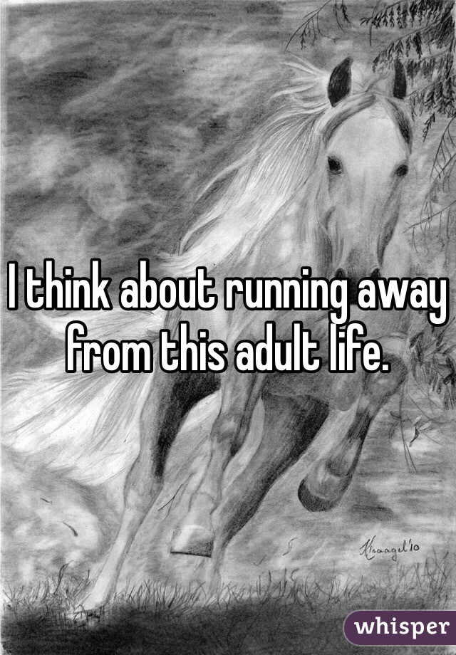 I think about running away from this adult life. 