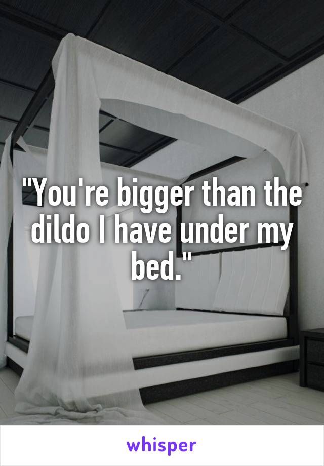 "You're bigger than the dildo I have under my bed."