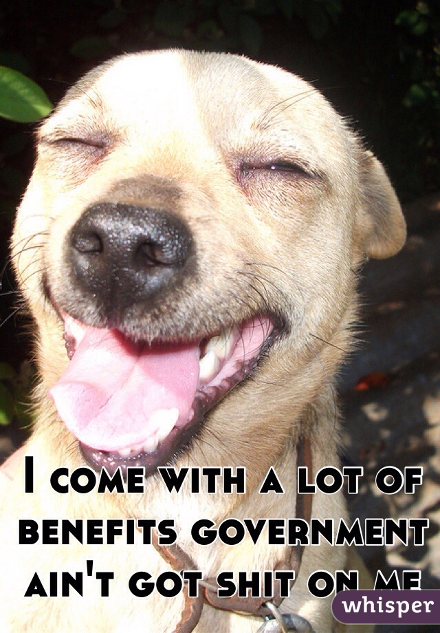 I come with a lot of benefits government ain't got shit on me