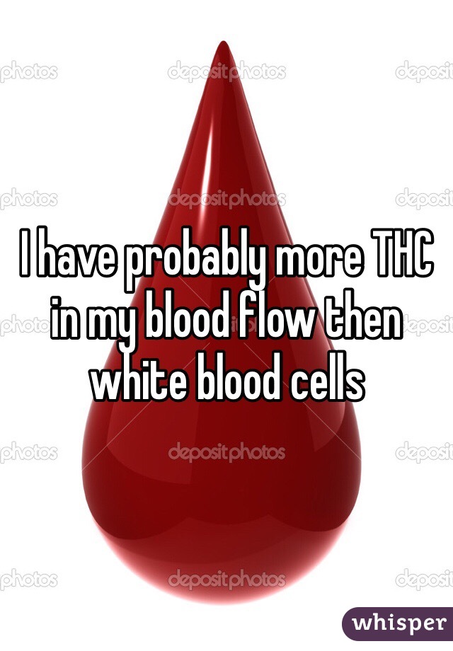 I have probably more THC in my blood flow then white blood cells 