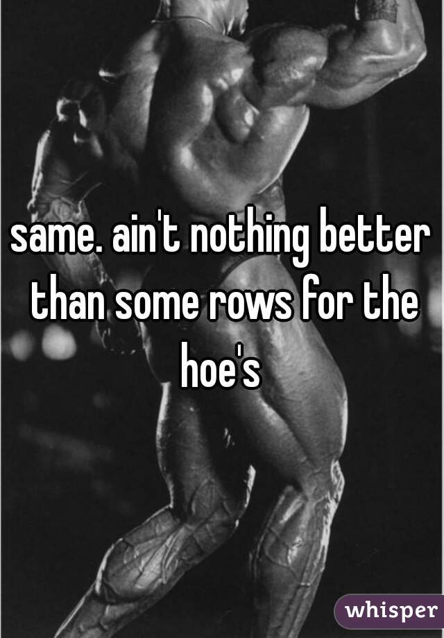 same. ain't nothing better than some rows for the hoe's 