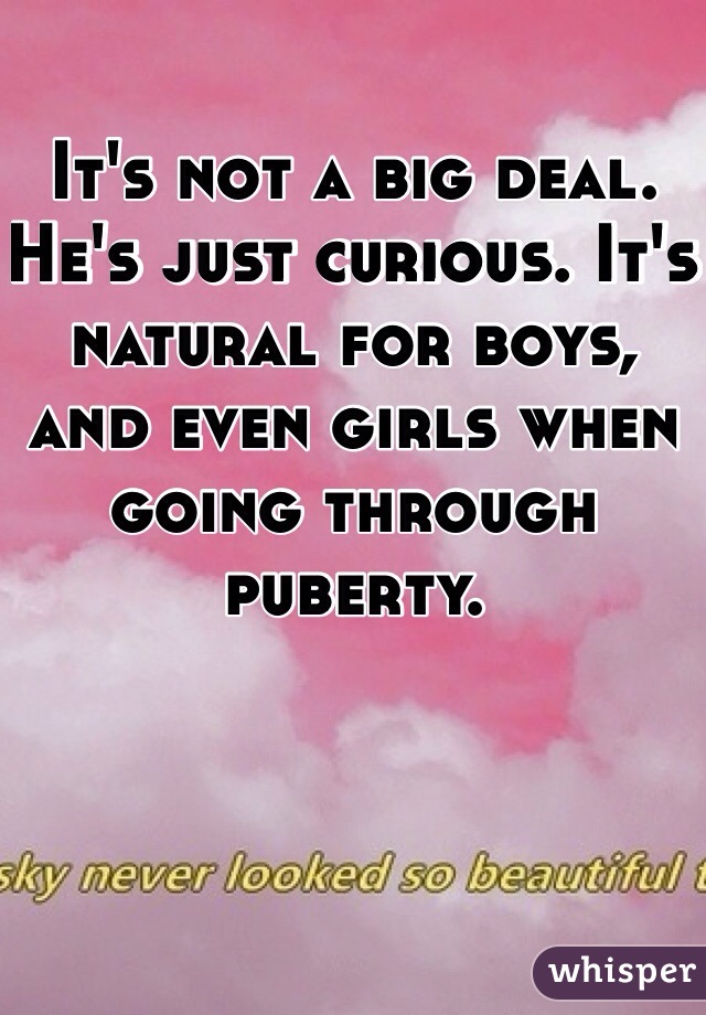 It's not a big deal. He's just curious. It's natural for boys, and even girls when going through puberty. 