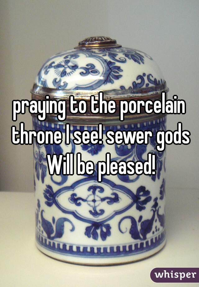 praying to the porcelain throne I see! sewer gods Will be pleased!