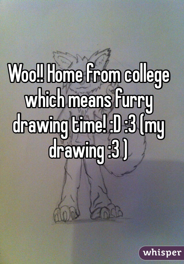 Woo!! Home from college which means furry drawing time! :D :3 (my drawing :3 )