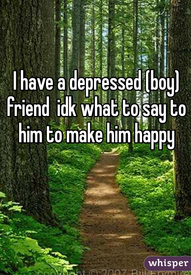 I have a depressed (boy) friend  idk what to say to him to make him happy 