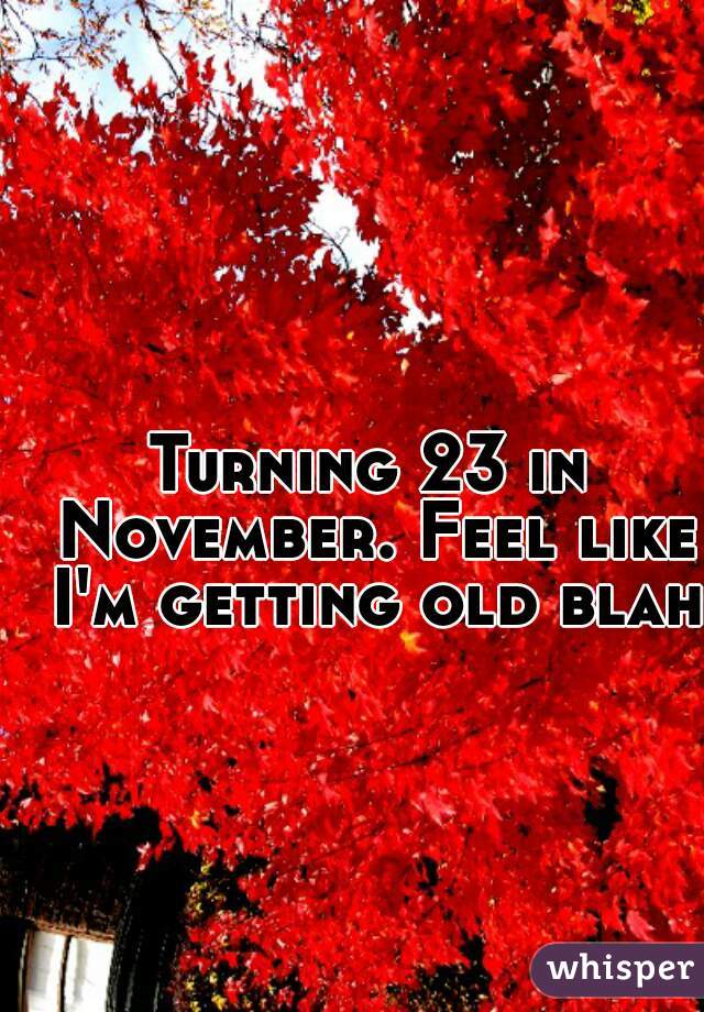 Turning 23 in November. Feel like I'm getting old blah