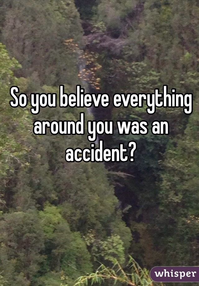 So you believe everything around you was an accident?