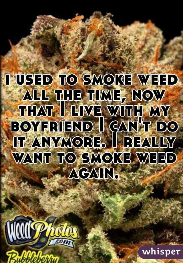 i used to smoke weed all the time, now that I live with my boyfriend I can't do it anymore. I really want to smoke weed again.