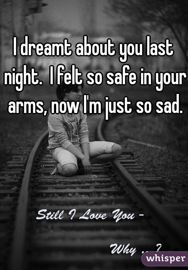 I dreamt about you last night.  I felt so safe in your arms, now I'm just so sad.