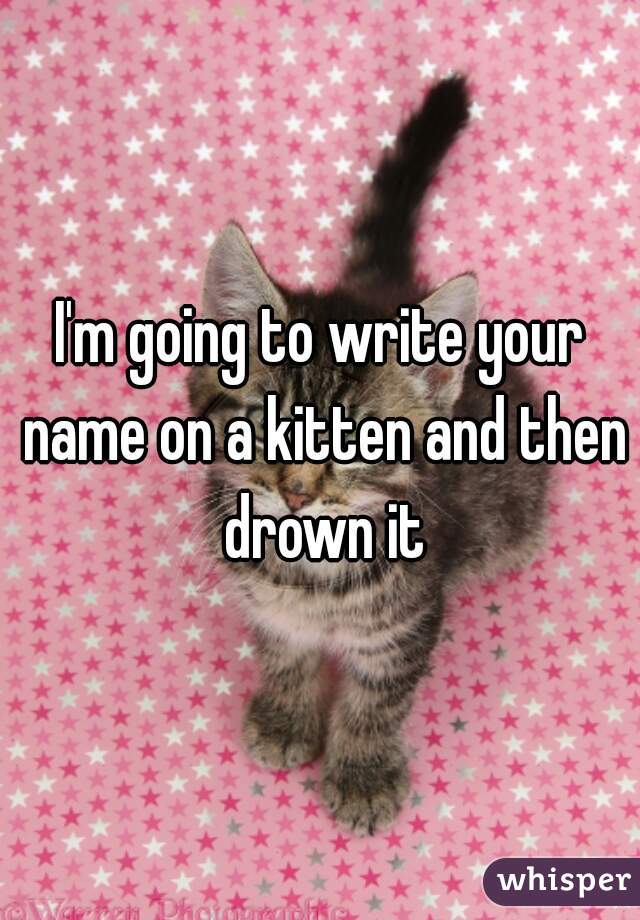 I'm going to write your name on a kitten and then drown it