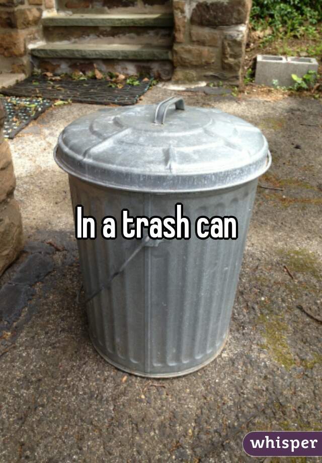 In a trash can 