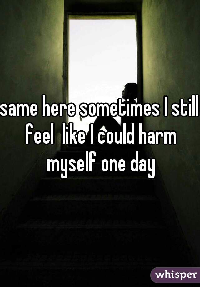 same here sometimes I still feel  like I could harm myself one day