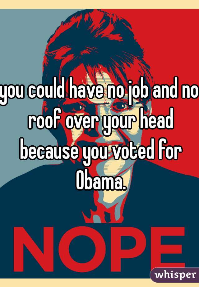 you could have no job and no roof over your head because you voted for Obama.