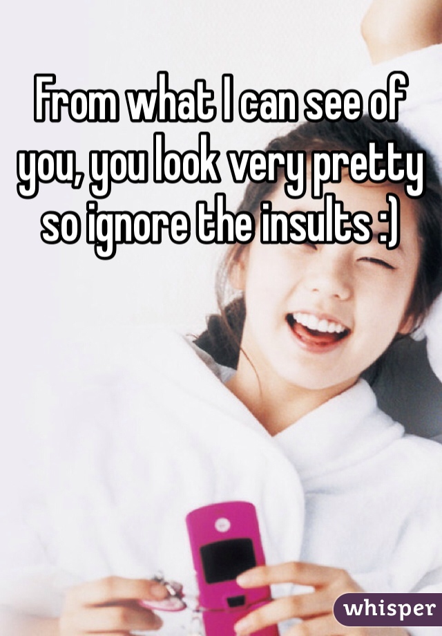 From what I can see of you, you look very pretty so ignore the insults :)