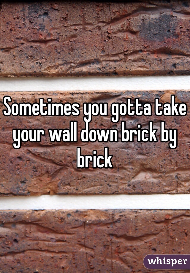 Sometimes you gotta take your wall down brick by brick