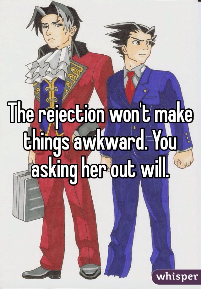 The rejection won't make things awkward. You asking her out will. 