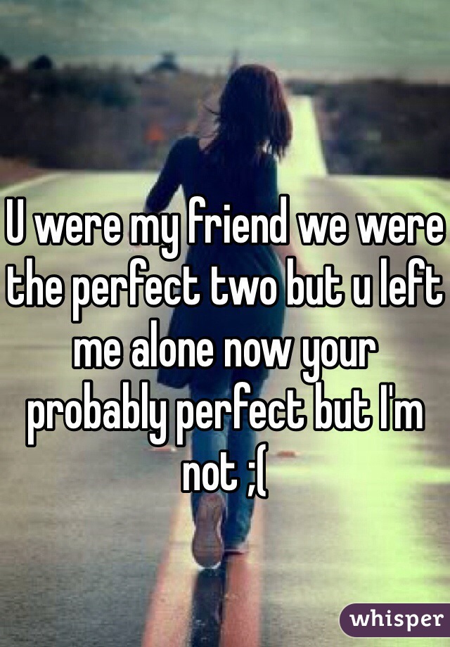 U were my friend we were the perfect two but u left me alone now your probably perfect but I'm not ;(