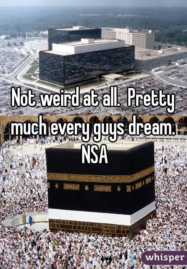 Not weird at all.  Pretty much every guys dream.  NSA