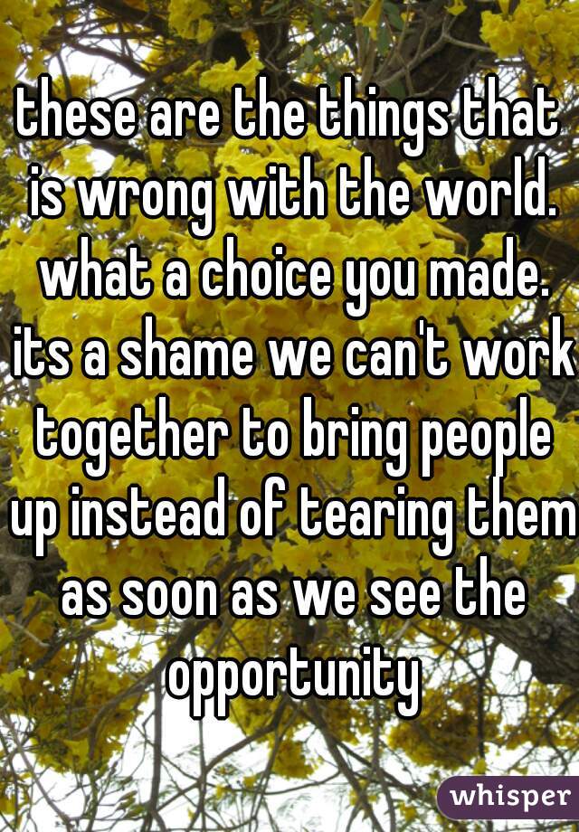 these are the things that is wrong with the world. what a choice you made. its a shame we can't work together to bring people up instead of tearing them as soon as we see the opportunity