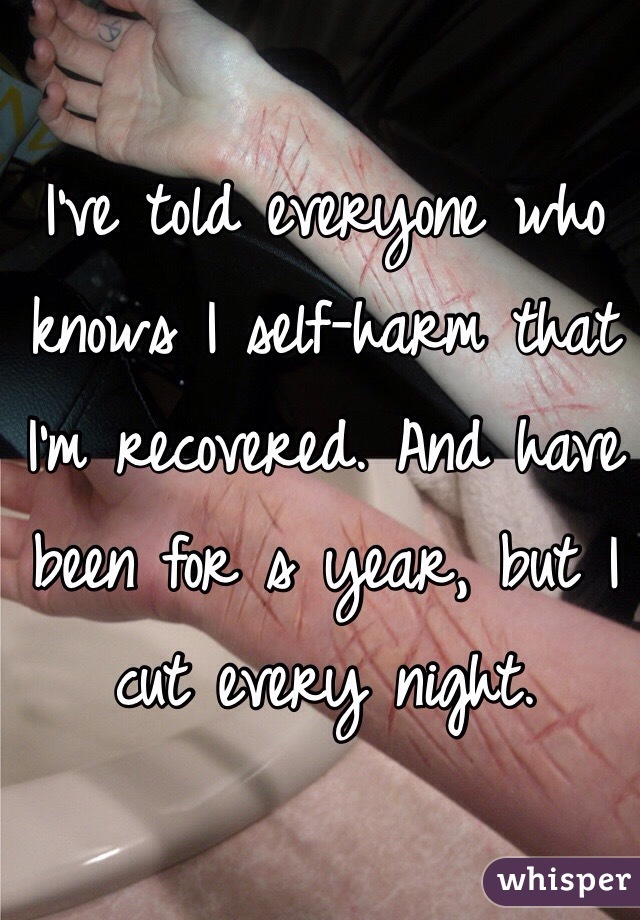 I've told everyone who knows I self-harm that I'm recovered. And have been for s year, but I cut every night.