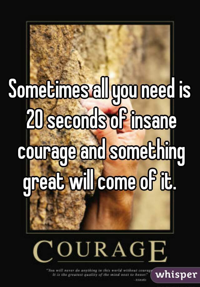 Sometimes all you need is 20 seconds of insane courage and something great will come of it. 