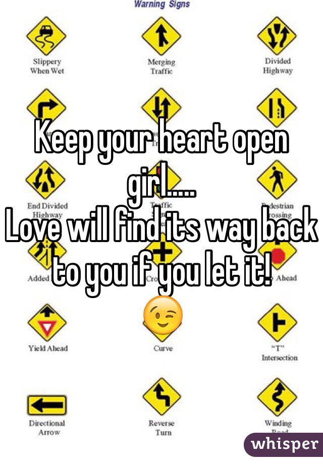 Keep your heart open girl.....
Love will find its way back to you if you let it!
😉