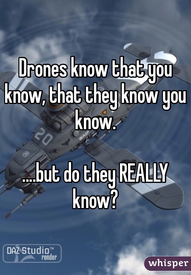Drones know that you know, that they know you know.

....but do they REALLY know?