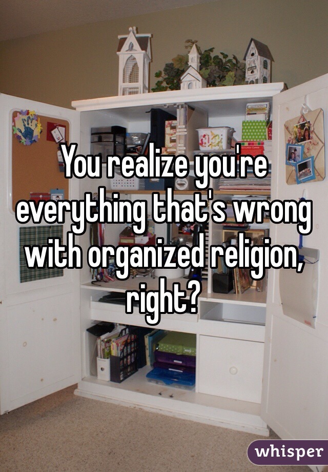 You realize you're everything that's wrong with organized religion, right?