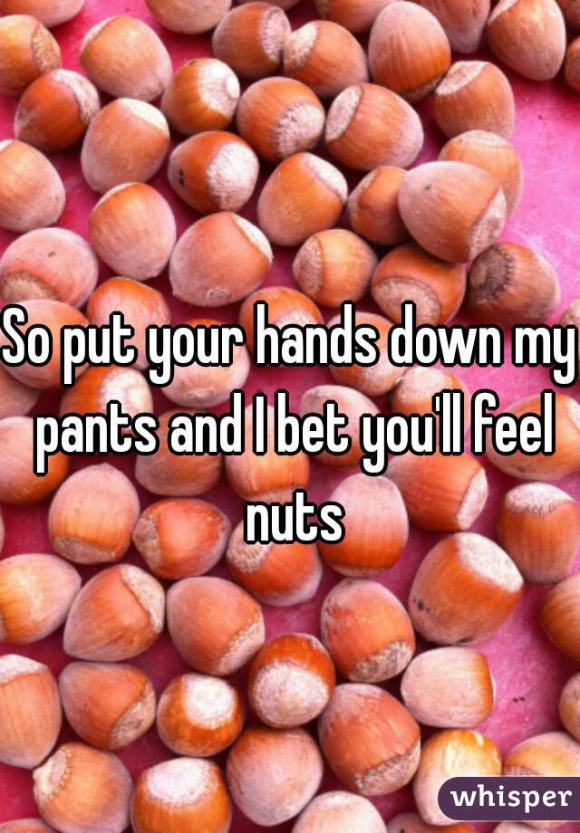 So put your hands down my pants and I bet you'll feel nuts
