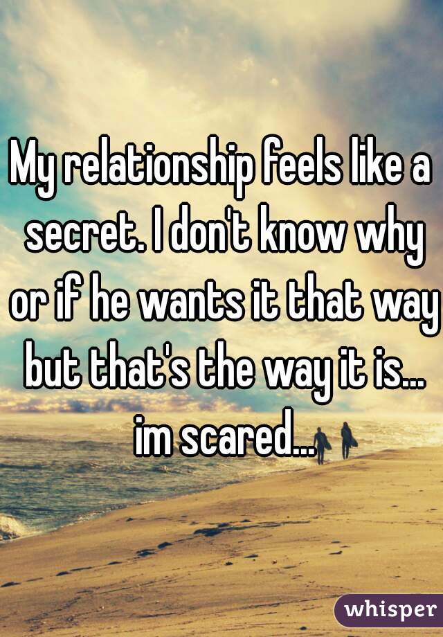My relationship feels like a secret. I don't know why or if he wants it that way but that's the way it is... im scared...