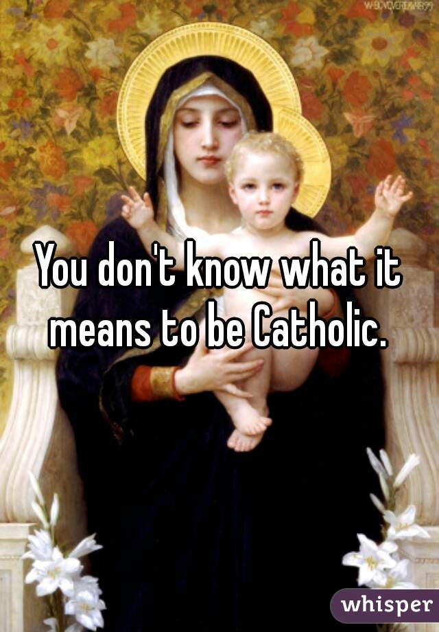 You don't know what it means to be Catholic. 